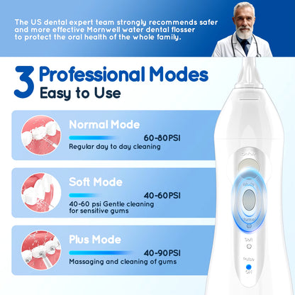 Oral Irrigator D52 Portable Dental Water Flosser USB Rechargeable Water Jet Floss Tooth Pick 4 Jet Tip 300Ml 3 Modes Teeth Clean