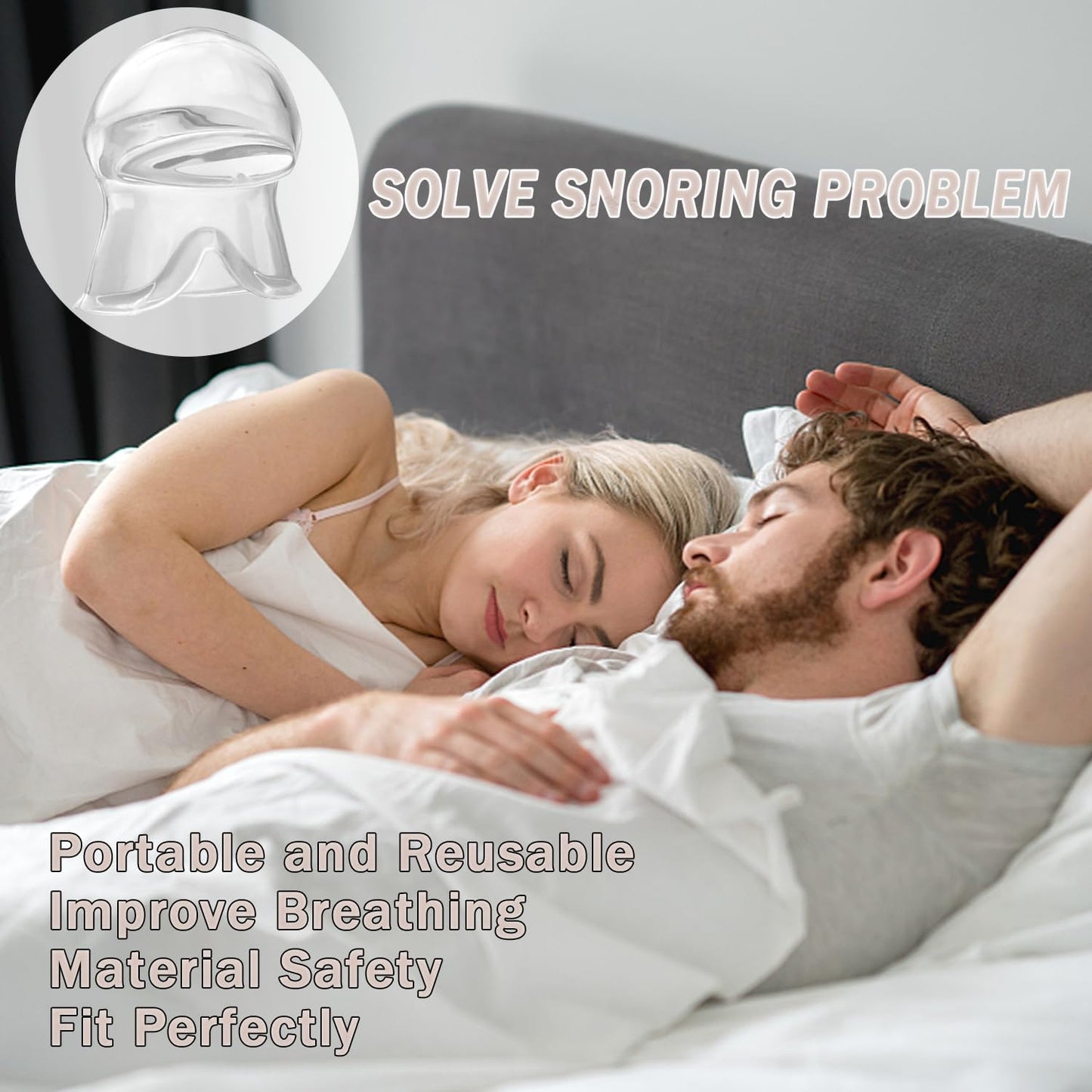 Snoring Solution - Anti-Snore Device, Reusable Snore Solution Stopper for Men/Women, Large