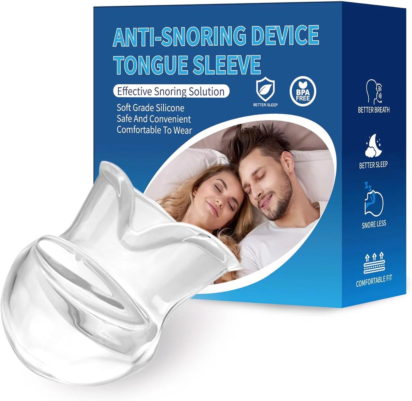 Snoring Solution - Anti-Snore Device, Reusable Snore Solution Stopper for Men/Women, Large