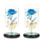 Rose Light Artificial Galaxy Rose Lamp with Butterfly and Colorful LED Rose Flowers in Glass Battery Powered Gifts for Wedding