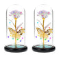 Rose Light Artificial Galaxy Rose Lamp with Butterfly and Colorful LED Rose Flowers in Glass Battery Powered Gifts for Wedding