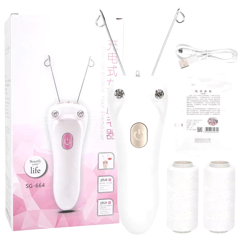 Face Cotton Thread Epilator USB Charging Electric Cotton Thread Epilator Facial Body Hair Removal Machine Device Wax Strips