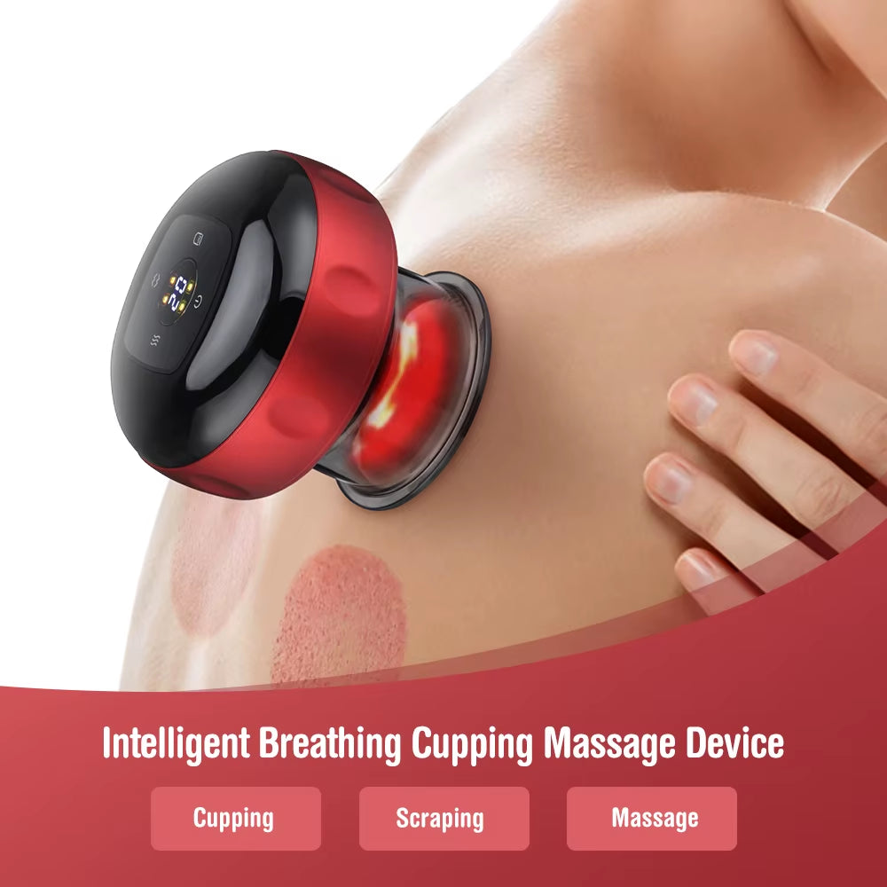 6 /12 Gear Intelligent Vacuum Cupping Massage Device Electric Heating Scraping Suction Cups Physical Fatigue Relieve Guasha Cans