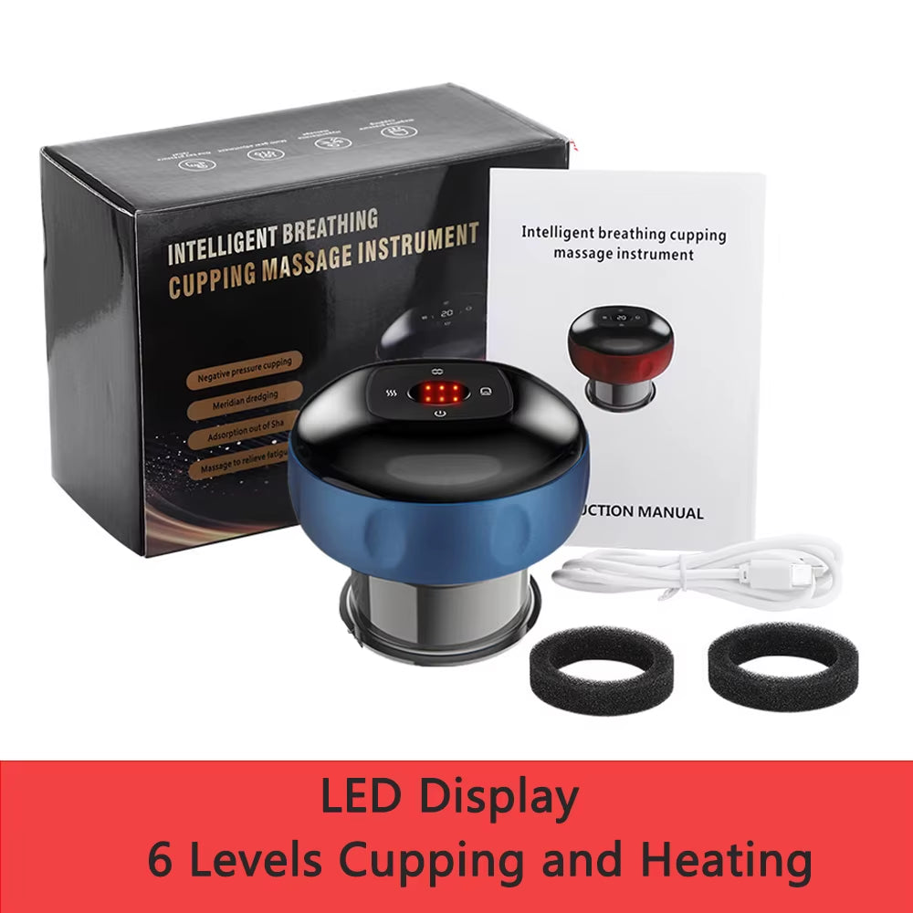 6 /12 Gear Intelligent Vacuum Cupping Massage Device Electric Heating Scraping Suction Cups Physical Fatigue Relieve Guasha Cans