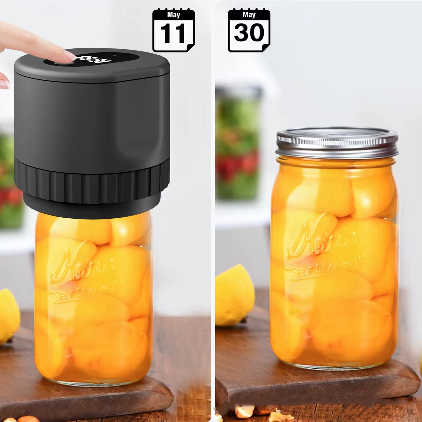 Electric Mason Jar Vacuum Sealer Kit Cordless Automatic Jar Sealer Kit for Food Storage and Fermentation with Mason Jar Lids